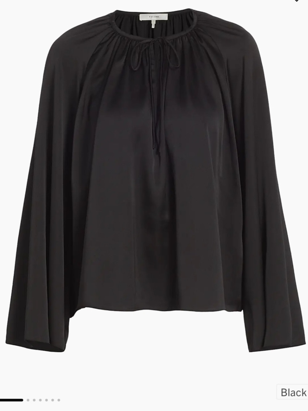 FRAME - Shirred Satin Blouse - Black Size M